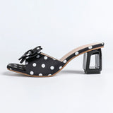 Vintage Polka Dot Bow Tie Platform Sandals with Open Toes - Women's Summer New Style. Suitable for Wearing with Dresses.5.5CM