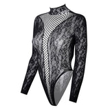 New American Style Fashion Men Vests Tops Crew Neck Sexy Hollow  Mesh Bodysuit Casual  Long Sleeve Tank Clubwear Party Costume