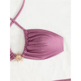 With Skirt Halter High Cut Strappy Bikini Female Swimsuit Women Swimwear Three-Pieces Bikini Set Bather Bathing Suit Swim V6398