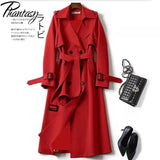 Phantasy Trench Coat Women Long Sleeve Jacket British Style Long Cloack Lace Up Elegant Office Lady Trench Spring Autumn Outfit
