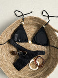 2026 Wrinkled Crinkled Halter Bikini Women Swimwear Female Swimsuit Padded Bather Bathing Suit Swim Two-pieces Bikini set K8135