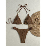 2026 Wrinkled Crinkled Halter Bikini Women Swimwear Female Swimsuit Padded Bather Bathing Suit Swim Two-pieces Bikini set K8135