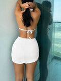 With Skirt Wrinkled Bra Cup Bikini Female Swimsuit Women Swimwear Three-pieces Bikini Set Push Up Bathing Suit Swim Beachwear
