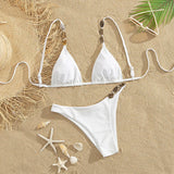 New Halter Bikini High Leg Swimsuit Swimwear Women Deep Back Two-Piece Separates Bikini Sets Strappy Bathing Suits