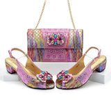 Doershow nice African Shoes And Bag Matching Set With BLUE Hot Selling Women Italian Shoes And Bag Set For Wedding  HFG1-1
