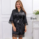 Women Ice Silk Pajamas Robes Sleepwear Nightgowns Nightdress Red Black L XL Lace Smooth Soft Comfortable Casual Pure Color