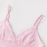 Women Camisole Solid Color Spaghetti Straps V-neck Lace Patchwork Summer Tops for Party Club