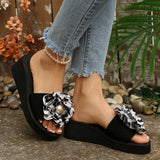 Fashion Leopard Print Wedges Sandals Women Lightweight Thick Sole Beach Slippers Woman Plus Size 42 Non Slip Summer Sandles