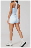 Summer 2Pcs Yoga Sets Women Camisole Slimming Sports Tank Top Pleate High Waist Shorts Fitness Suit Gym Running Excersize Wear