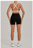 Summer Yoga Set 2Pcs Women's Tracksuit Back Cross Sports Bra Sportswear High Waist Butt-Lifting Fitness Pants Workout Top Suit