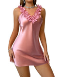 V-neck Fashion Women's Nightgown Solid Simple Strapless Dress Romantic Vacation Short Skirt Sexy Backless Pajama for Women
