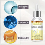 YOUNGCOME 2pcs Vitamin C and Retinol Fortified Serum Rich in VC Keep Skin Hydrated and Smooth Smooth Fine Lines and Wrinkles