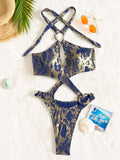 Halter Tummy Cut Out Backless Monokini Women Thong Swimwear One Piece Swimsuit Female High Leg Cut Bathing Suit Swim Bodysuit