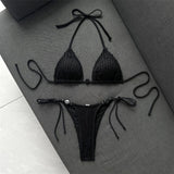 Halter Fishnet Bikini Women Swimwear Female Swimsuit Two-Pieces Bikini Set High Cut Leg Padded Bather Bathing Suit Swim V8339