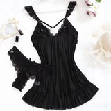 2026 New Red Sexy Lingerie Set Women Deep V Slip Dress Thong Erotic Bra Panty Sets Lace Nightdress Soft Nightgown wedding Pijama