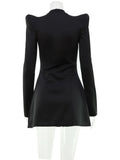 Ahagaga Elegant Women's Mini Dresses Solid Sexy Bodycon Slim Fit Hollow Out Regular Long Flare Sleeve A Line Trend Casual Female
