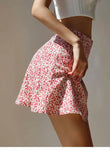 2026 Summer New Retro Vacation Style Small Floral Half Skirt High Waisted Wrap Buttocks Elegant Sweet Slim Short Skirt 06AH