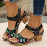 Women's Peep Toe Hihg Heel Sandals 2026 Gladiator Shoes Chunky Heel Platform Women's Sandals Flower Ladies Heeled Shoes