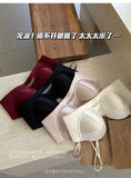 TikTok Viral MOYISU Summer Satin Bralette Strapless Push Up Bra&Set French Retro Anti Sag Lingerie Set Small Breast Support Gift