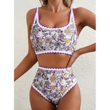 New Sexy Bikinis Print Swimsuits Women's Swimwear Push Up Female Beach Swim Wear Bathing Suits High Waist Bikini Set Pool Bather