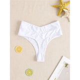 S - XL High Waist High Leg Cut Bikini Bottom Swim Brief Women Swimwear Female Bather Brazilian Tanga Panties Underwear V7095