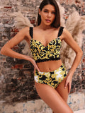 Bikini 2026 Sexy Lace Straps High Waist Swimwear Swimsuit Women Push Up Print Bikini Set Bathing Suit Beach Bikini Taille Haute