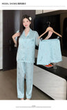Women's padded pajamas spring and summer three-piece silk home clothes can be worn outside