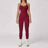 2-Piece Women's Fashion Yoga Set Beautiful Back Slimming Naked Comfort Set Outdoor Sports Running Fitness Leisure Set