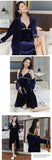 Gold velvet pajamas, autumn and winter sexy suspender nightgown, nightgown set with chest pad, large size home clothes