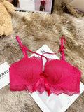 MOYISU Push Up Bra for Small Bust - French Chic Lace Bralette Set, Wireless Comfort Support Anti-Sag Underwear for Petite Women