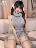 Turtleneck Sweater Mini Dress Backless Underwear Women's Sexy Uniform Dress Elegant Fashion Sweet Women 2023 New D0VL