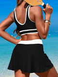 2026 Sporty Swimsuit Women Two Pieces High Waist Beach Dress Solid Swimwear Female Bathers Bathing Swimming Swim Suit Beachwear