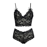 2026 Sexy Lace Flower Printed Lingerie Set for Women Thin Adjustable Shoulder Strap Triangle Cup Bralette And Underwear Suit