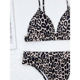 Sexy Leopard Padded Female Swimsuit High Waist Bikini Women Swimwear Two-Pieces Bikini Set Bather Bathing Suit Swim Lady V3446