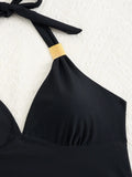2026 Halter Tankini Set 2 Pieces Solid Swimwear Female Black Swimsuit Women Bathers Bathing Swimming Swim Suit Beachwear