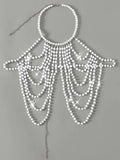 Luxury Pearls Chain Halter Hollow Out See Through Bikini Top Female Swimsuit Women Swimwear Bather Bathing Suit Swim Beach Top