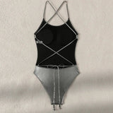 2026 New Silver Shiny Leather One Piece Swimsuit Women,U-neck Suspender Bikini,cross Strape Backless Monokini Summer Beachwear