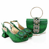 Doershow African fashion Italian Shoes And Bag Sets For Evening Party With Stones ORANGE Italian Handbags Match Bags! Hgv1-5