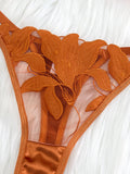 Gold Floral Embroidery Lingerie Set Women Sheer Mesh Push Up Bra And Thong 2 Piece Sexy Transparent Lace Underwear ZA824031