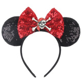 2025 New Style Mickey Minnie Ear Headband Sequin Bows Girl Adult Kids Halloween Party Cosplay Hair Accessories Princess Hairband