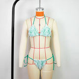 2025 New Sexy Micro Low Waist Bikini Sets Solid Swimwear Women Swimsuit Strappy Brazilian Floral Beachwear Bathing Suit biquini