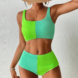 2026 High Waist Bikinis Patchwork Swimsuit Women Sexy Swimwear Female Bathers Bathing Swimming Swim Suit Beachwear