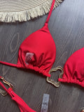 New Sexy Bikini Solid Color Lace-up Split Two-piece Swimsuit for Women