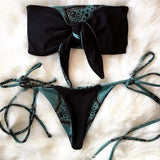 Sexy Printed Bow Knotted Bandeau Bikini 2026 Women Swimsuit Female Swimwear Two Pieces Bikini Set Tie Push Up Bathing Suit Swim