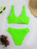 High Waist Bikini 2026 Women Sporty Swimsuit Solid Sexy Striped Swimwear Female Bathers Bathing Swimming Swim Suit Beachwear