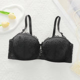 Women's oversized underwear with half cup gathered anti sagging front buckle lace design suitable for plump women 90D-110D B2483