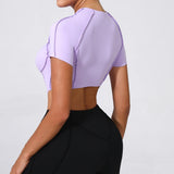 No Padded Women Yoga Sport T Shirts Fitness Clothes Short Sleeve Yoga Shirt Gym Top Running Active Wear Sport Tops