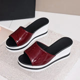 Women Slippers Retro Wedge Sandals Fish Mouth High Heels Shoes Women Thick Bottom Large Size