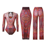 S - XXL 3PCS New Printed Long Sleeve With Pants Sarong Women Swimwear One Piece Swimsuit Female Bather Bathing Suit Swim K7180