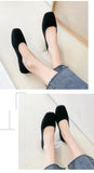 Women Leisure Flats Summer Autumn Flat Shoes Breathable Knitted Square Toe Slip-on Female Daily Walking Driving Loafers